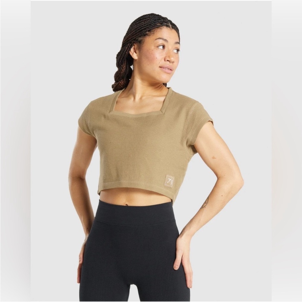 Gymshark Pause Tan Crop Top Small